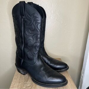 Ariat Heritage Men Western Black Deertan Leather Cowboy Boots R Toe 9.5D EUC